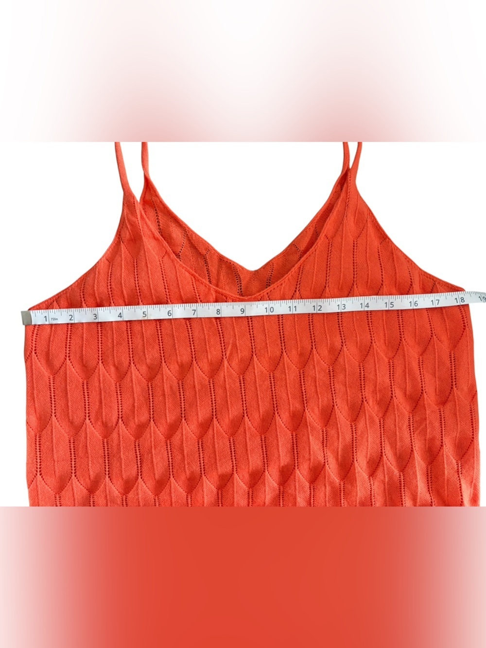Women's Orange V-Neck Knit Tank Top - Picture 6 of 8